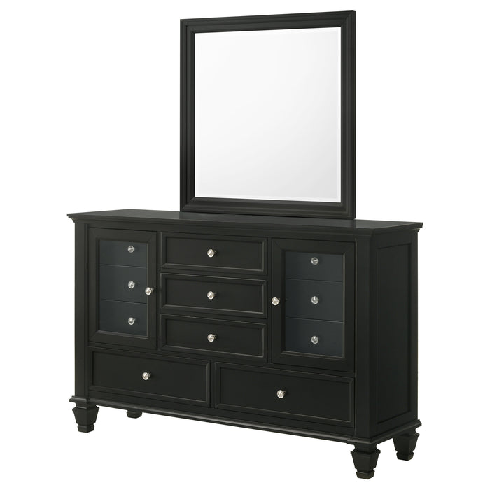 Sandy Beach 11-drawer Dresser with Mirror Black