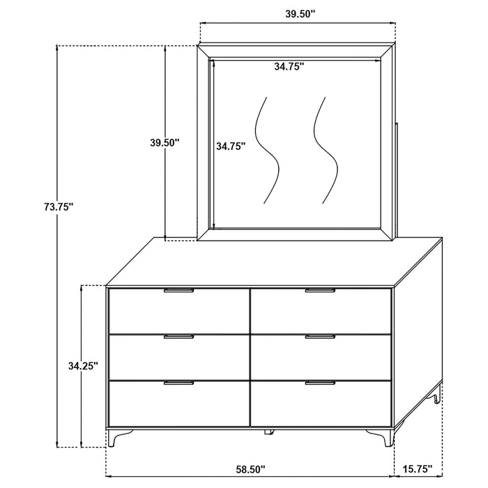 Kendall 6-drawer Dresser with Mirror White