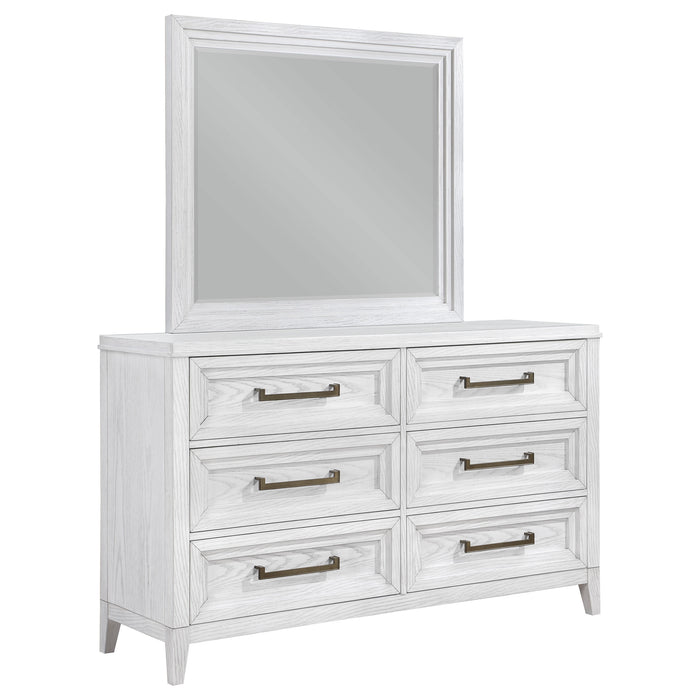 Marielle 6-drawer Dresser with Mirror Distressed White