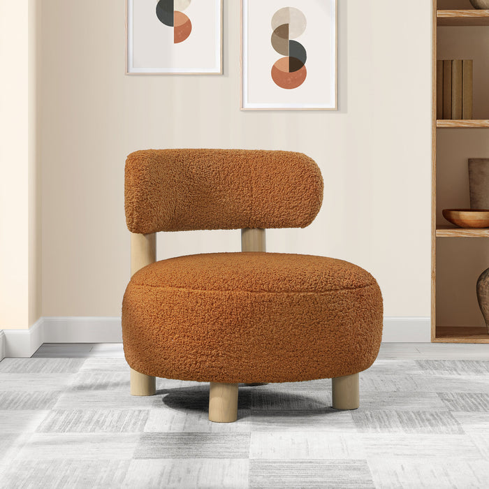 Zonie Boucle Upholstered Barrel Back Accent Chair Orange