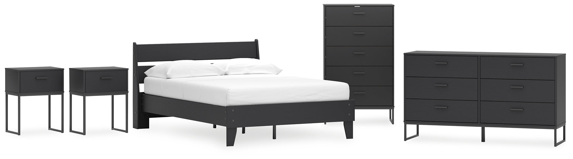 Socalle Full Panel Platform Bed with Dresser, Chest and 2 Nightstands