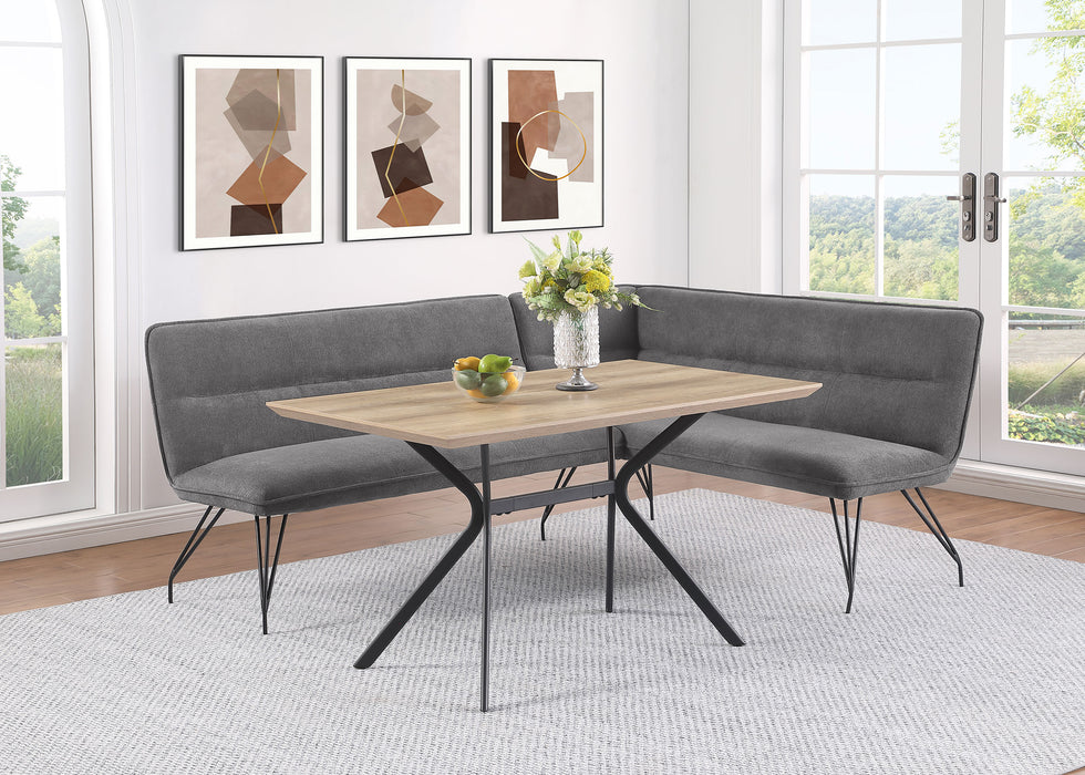 Dodson Fabric Upholstered L-Shaped Nook Dining Bench Grey