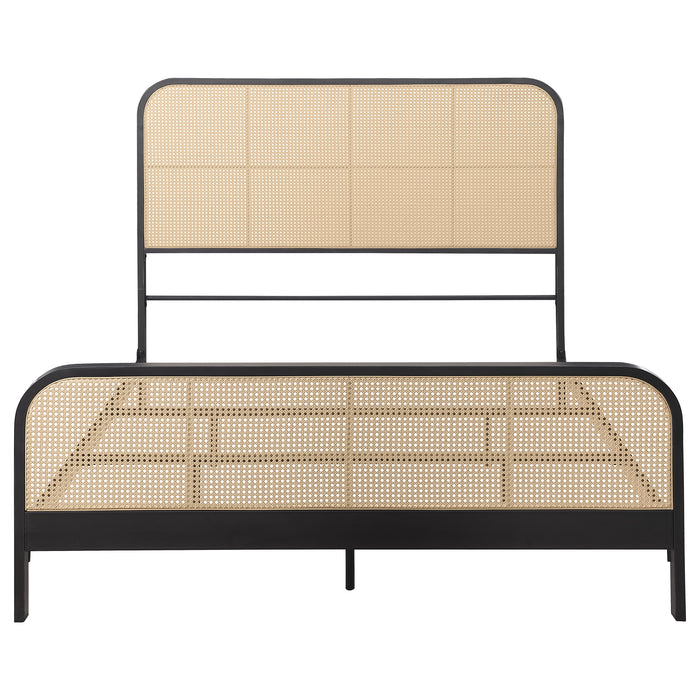 Lanewood Open Cane Webbing Metal Eastern King Bed Black