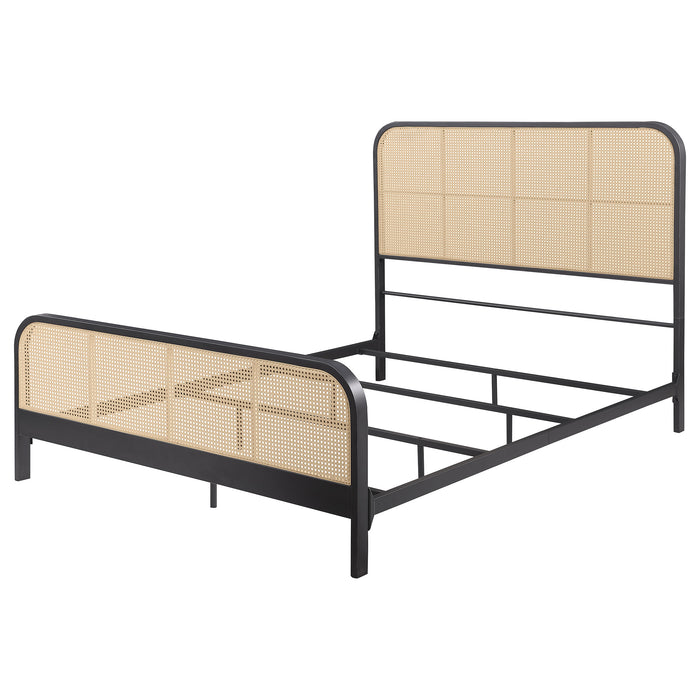 Lanewood Open Cane Webbing Metal Queen Bed Black