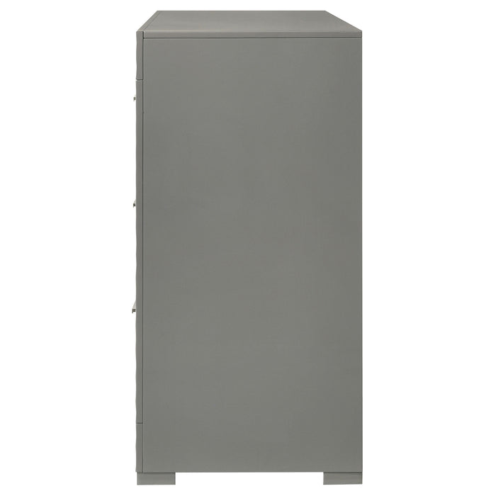 Ives 6-drawer Dresser Cabinet Grey High Gloss