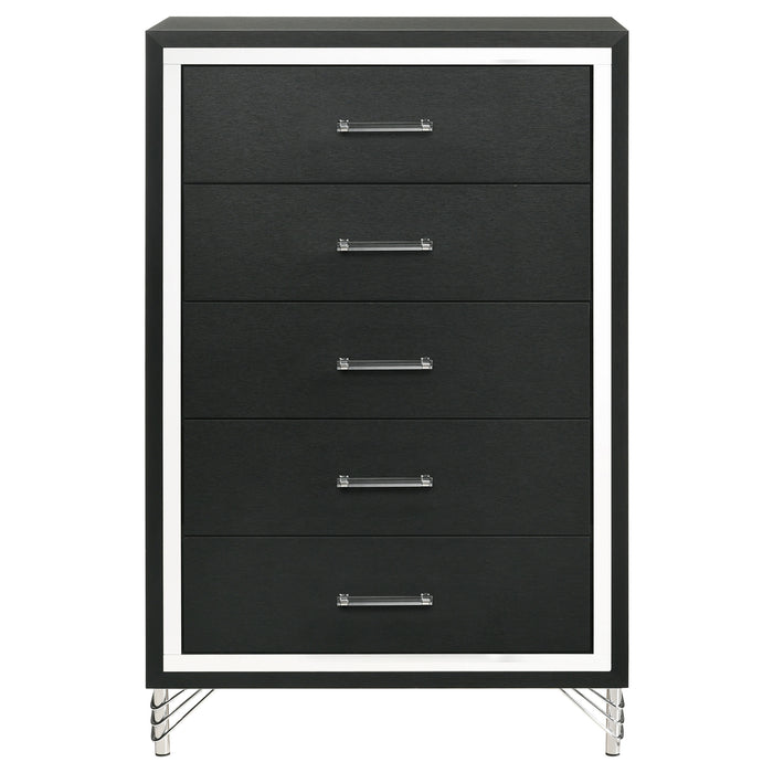 Lucia 5-drawer Bedroom Chest of Drawers Black