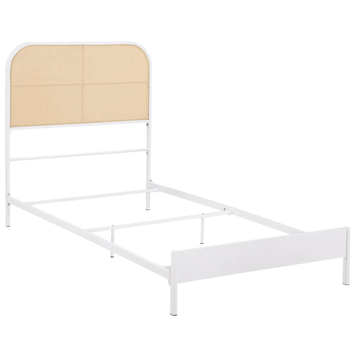 Amherst Radio Weave Rattan Metal Twin Bed White