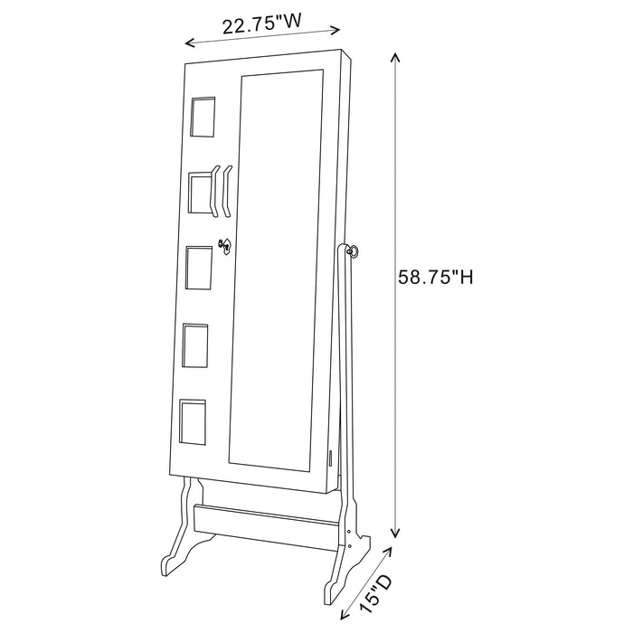 Doyle Cheval Mirror with Jewelry Storage White