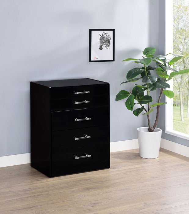 Danbury 3-drawer Makeup Vanity & Stool Set Black High Gloss