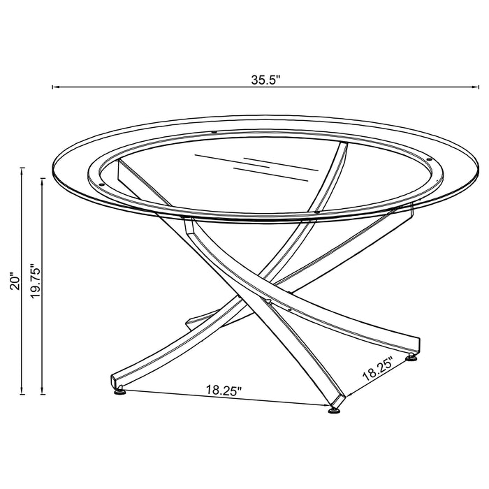 Brooke 3-piece Round Glass Top Coffee Table Set Brass