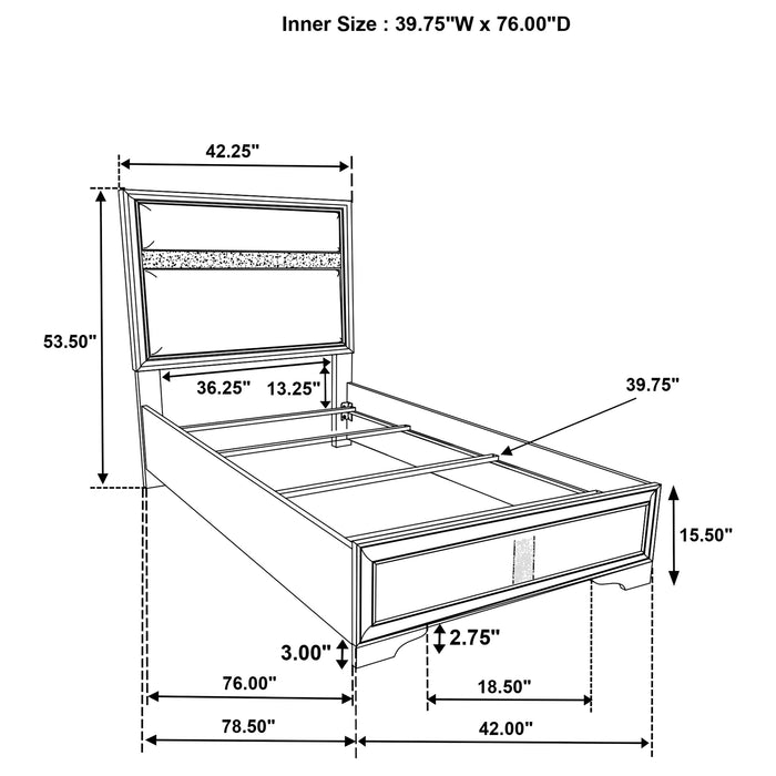 Miranda 54-inch Upholstered Twin Panel Bed White