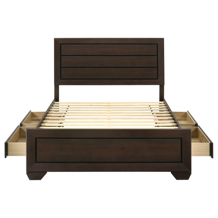 Kauffman Wood Eastern King Storage Panel Bed Dark Cocoa