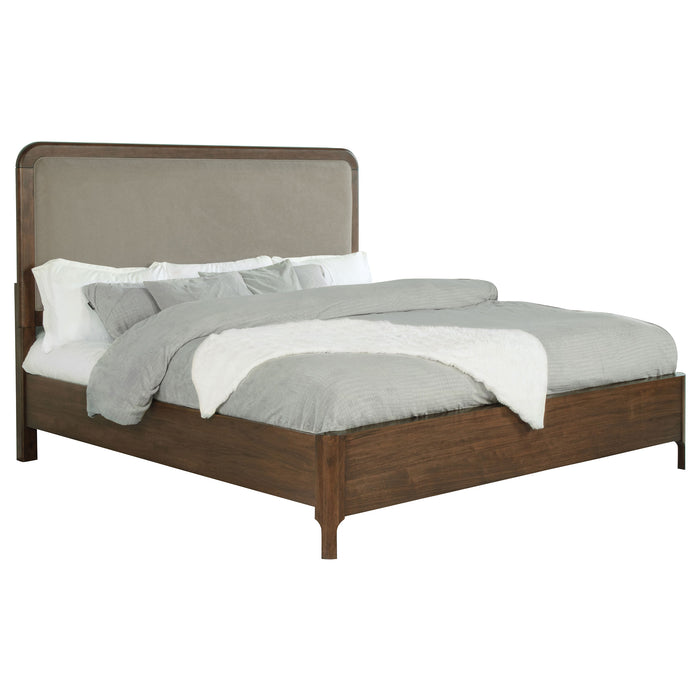 Maderia 57-inch Upholstered Queen Panel Bed Walnut