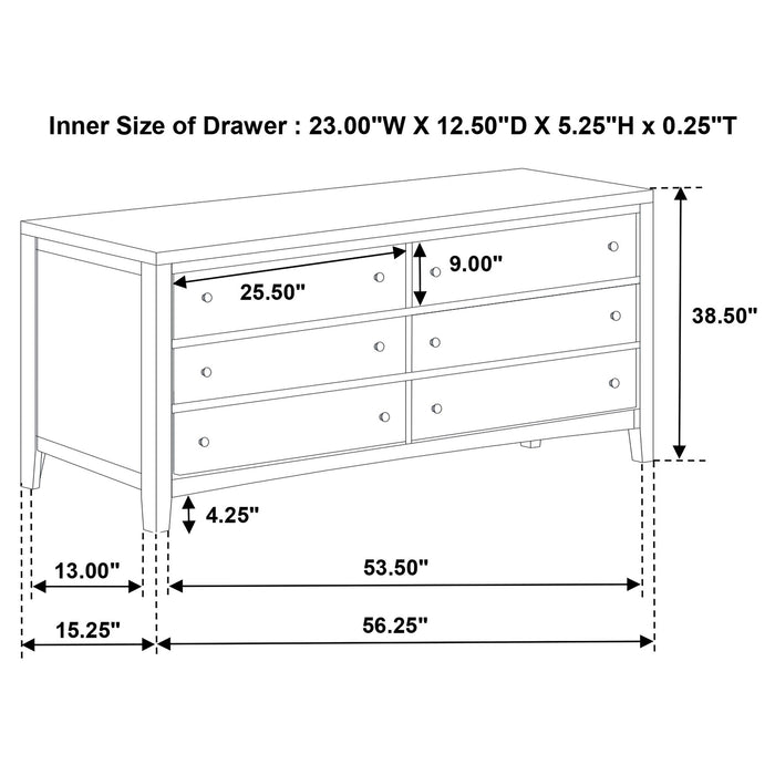 Wilkes 6-drawer Dresser Cabinet Dark Cocoa