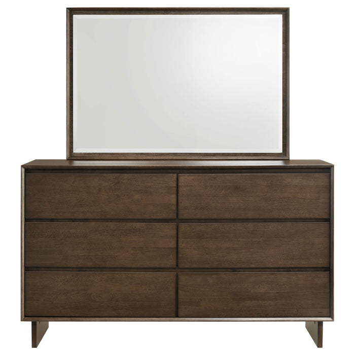 Glenwood 6-drawer Dresser and Mirror Warm Brown