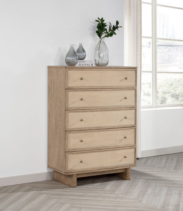 Kailani 5-drawer Bedroom Chest of Drawers Beige Oak