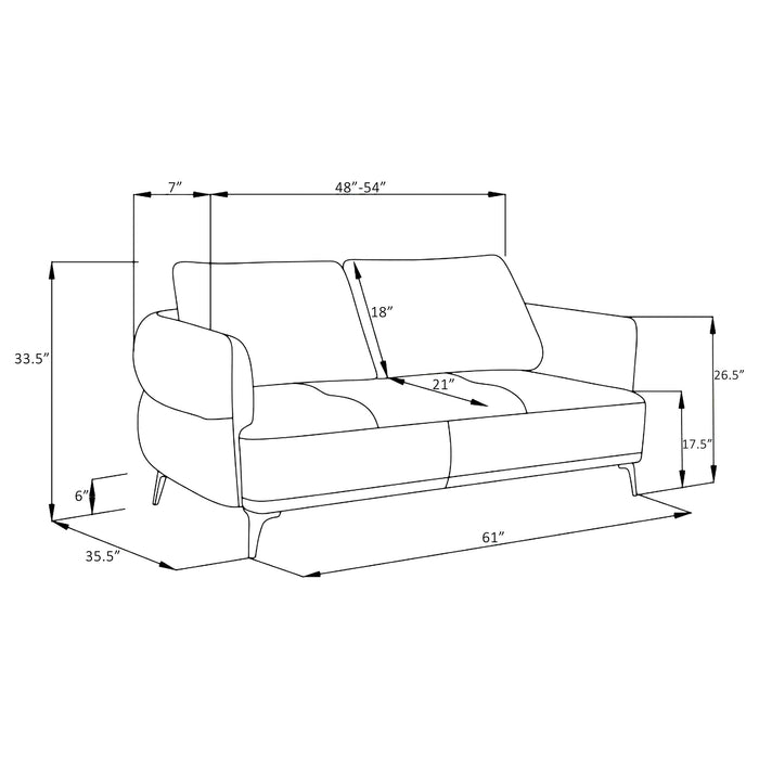 Lively Chenille Upholstered Modern Track Arm Loveseat Blue