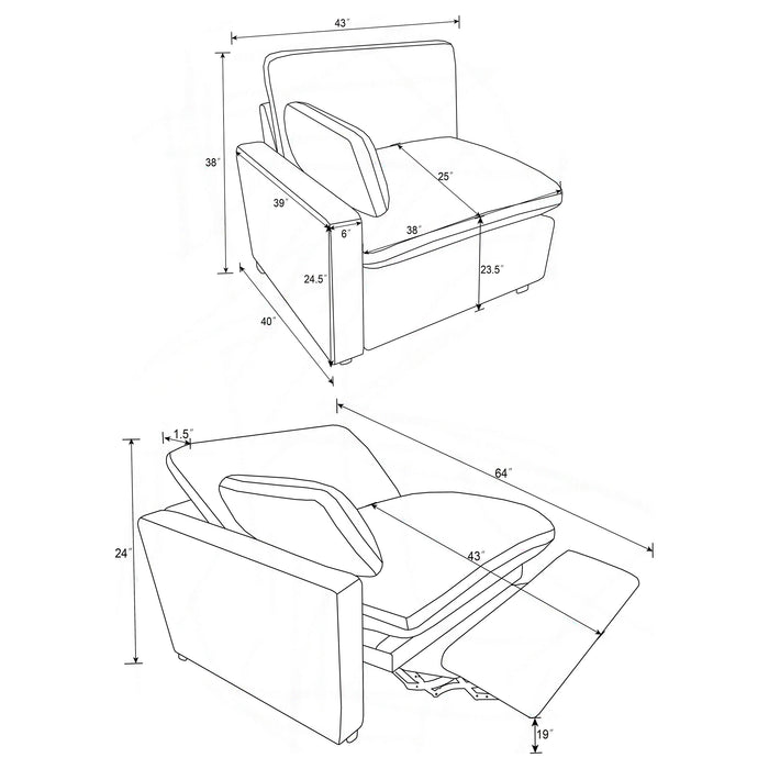 Collins Modular Power Loveseat Grey