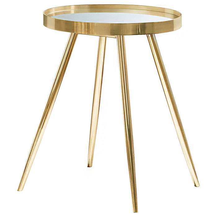 Kaelyn Round Mirror Top End Table Gold