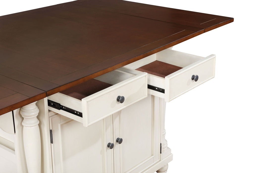 Slater 2-drawer Drop Leaf Kitchen Island Table Buttermilk