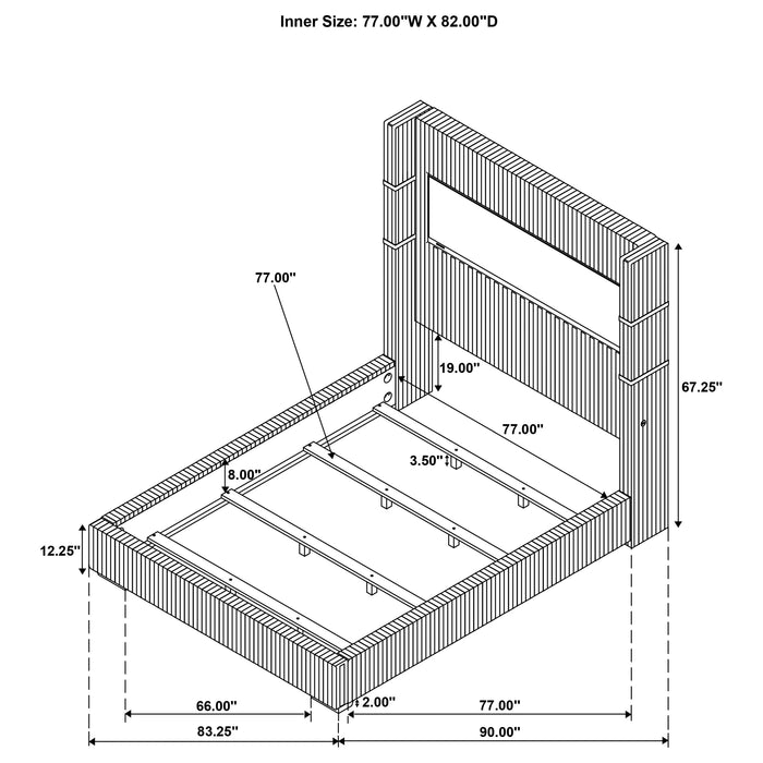 Tisdall 67-inch Upholstered Eastern King Fireplace Bed Grey