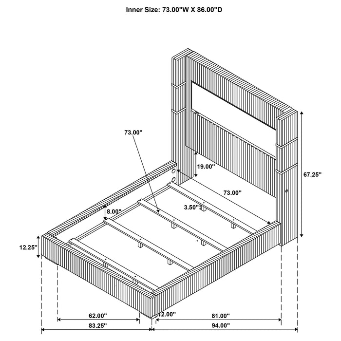 Tisdall 67-inch Upholstered Cal King Fireplace Bed Black