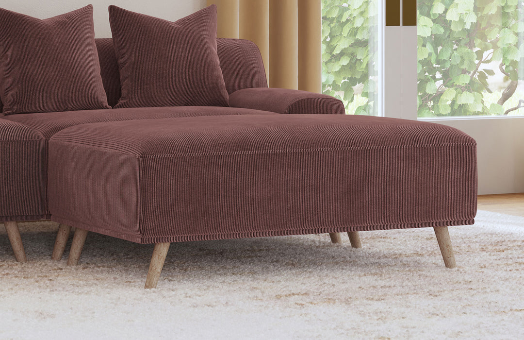 Elizabeth Corduroy Upholstered Ottoman Wine Red