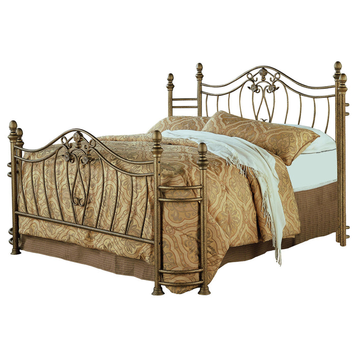 Sydney Metal Queen Open Frame Bed Brushed Gold