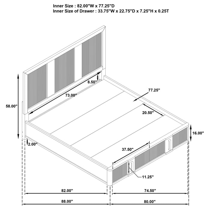 Terrace 2-drawer Eastern King Storage Bed Ash Brown