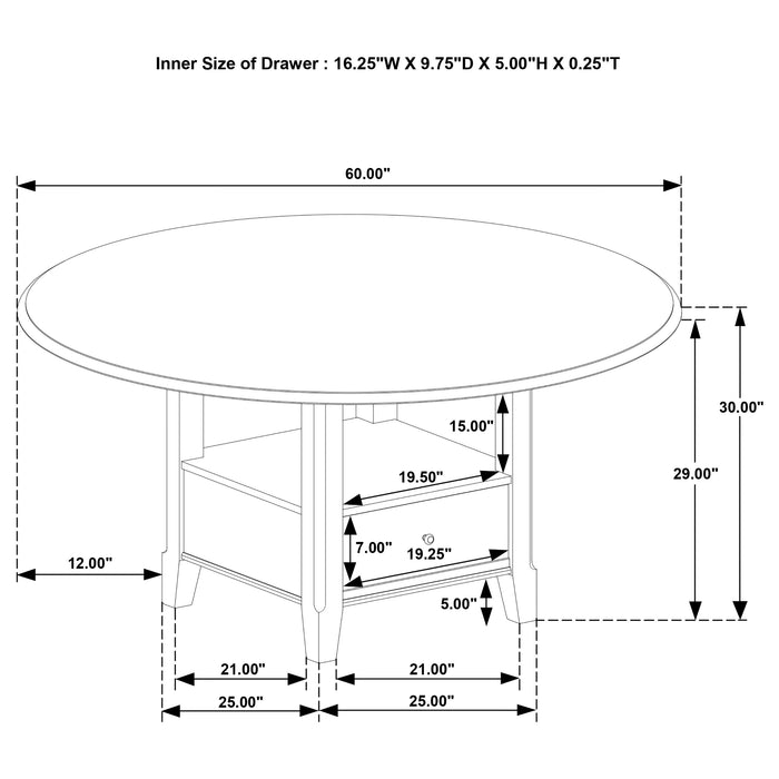 Twyla 60-inch Round Dining Table with Drawer Dark Cocoa