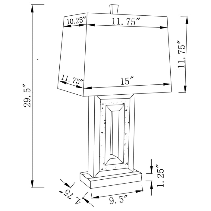 Ayelet 30-inch Tapered Shade Mirrored Table Lamp Silver