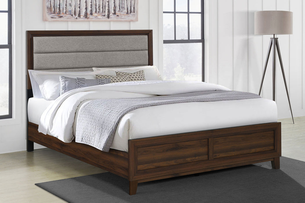 Welsley 50-inch Upholstered California King Bed Walnut