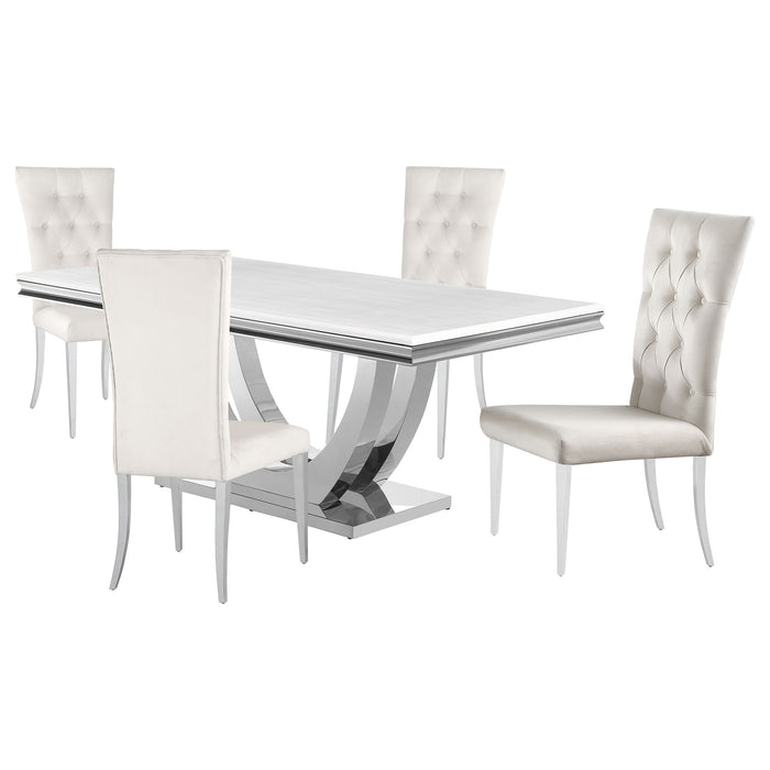 Kerwin 5-piece Rectangular Dining Table Set White and Chrome