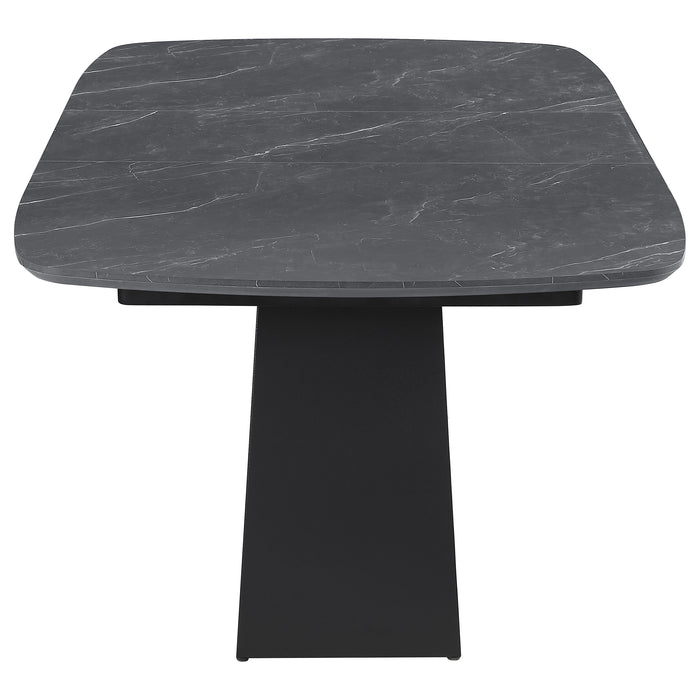 Potero 73-inch Faux Marble Extension Leaf Dining Table Black