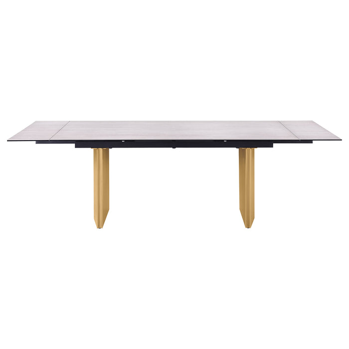 Vesa 97-inch Glass Top Extension Dining Table Beige