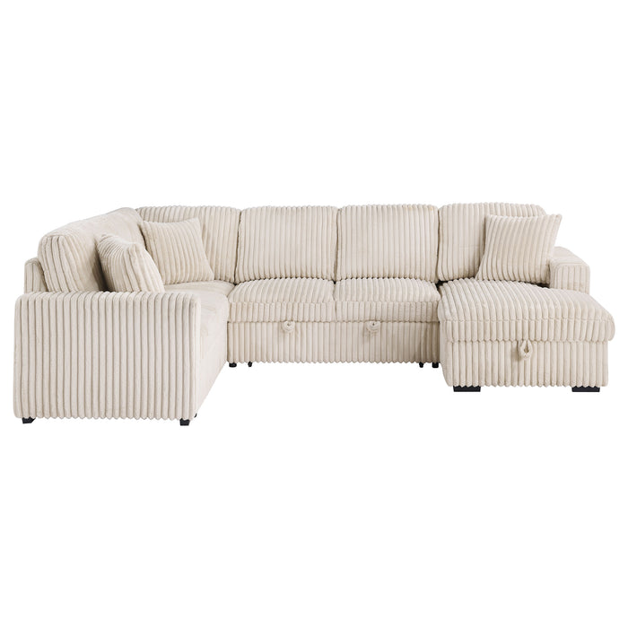 Devonshire Sleeper Sectional Sofa Storage Chaise Camel