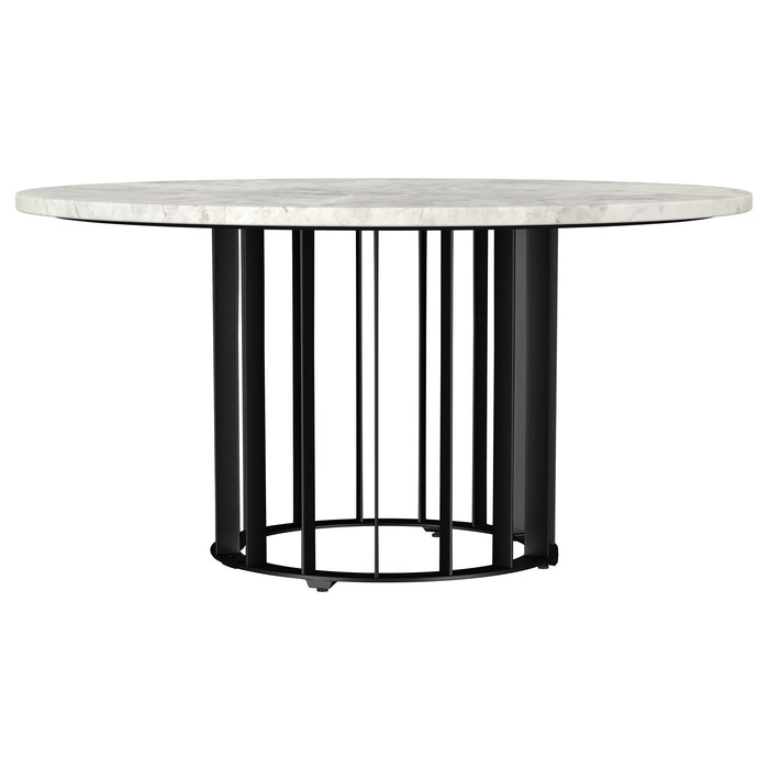 Haven Round Genuine White Marble Top Coffee Table Black