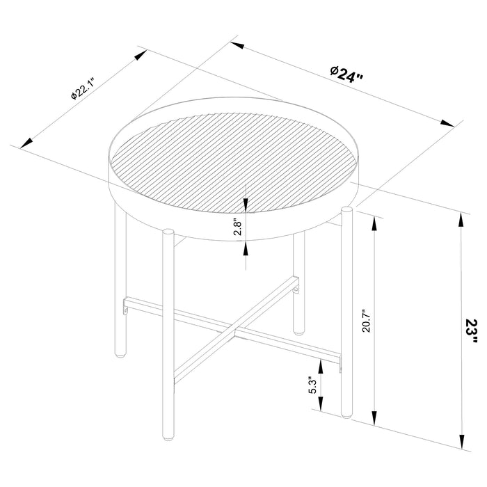 Ozella Round End Side Table with Recessed Top Sandy Black