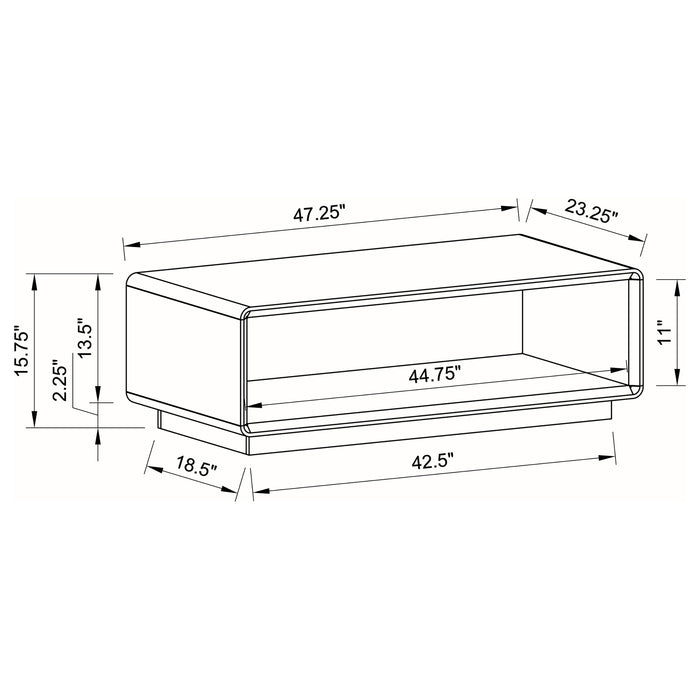 Paseo Rectangular Cocktail Coffee Table White High Gloss