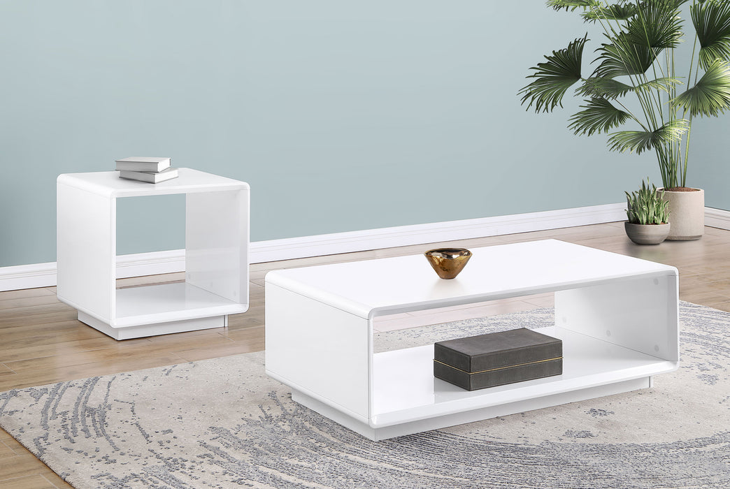 Paseo Rectangular Cocktail Coffee Table White High Gloss