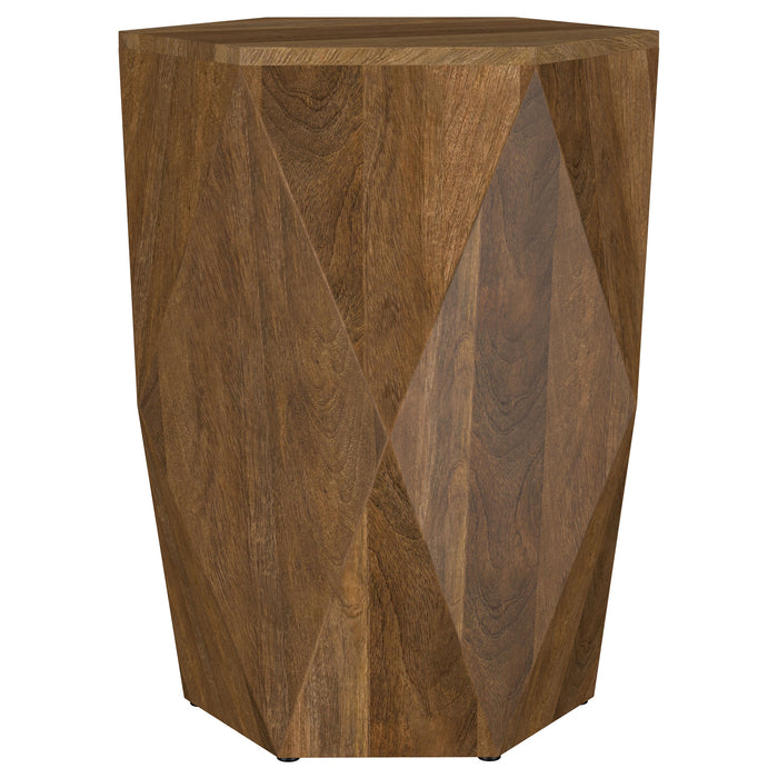 Zalika Hexagonal Solid Mango Wood End Table Natural