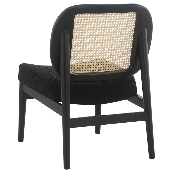 Rayo Rattan Cane Back Accent Chair with Padded Seat Black