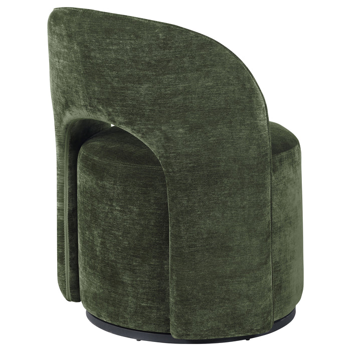 Harjo Velvet Upholstered Swivel Accent Chair Olive Green