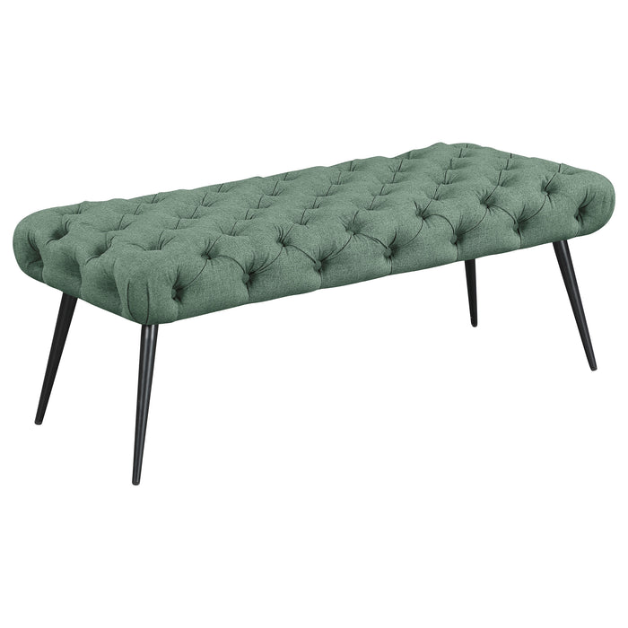 Ella Upholstered Tufted Bench Stainless Steel Legs Teal