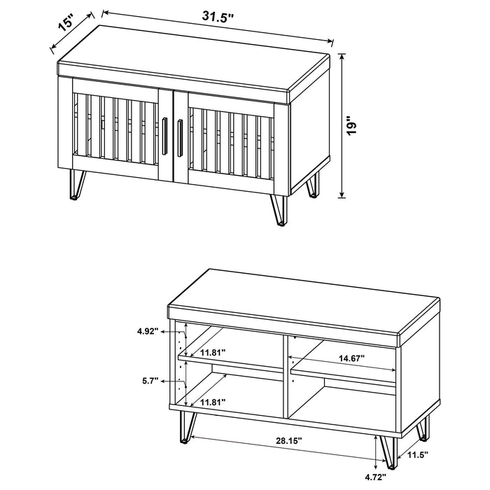 Addie 2-door Padded Entryway Shoe Storage Bench White Oak