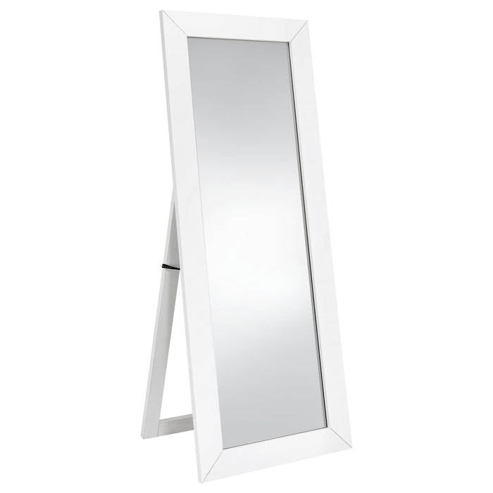 Cadence Tempered Glass Full Length Standing Mirror White High Gloss