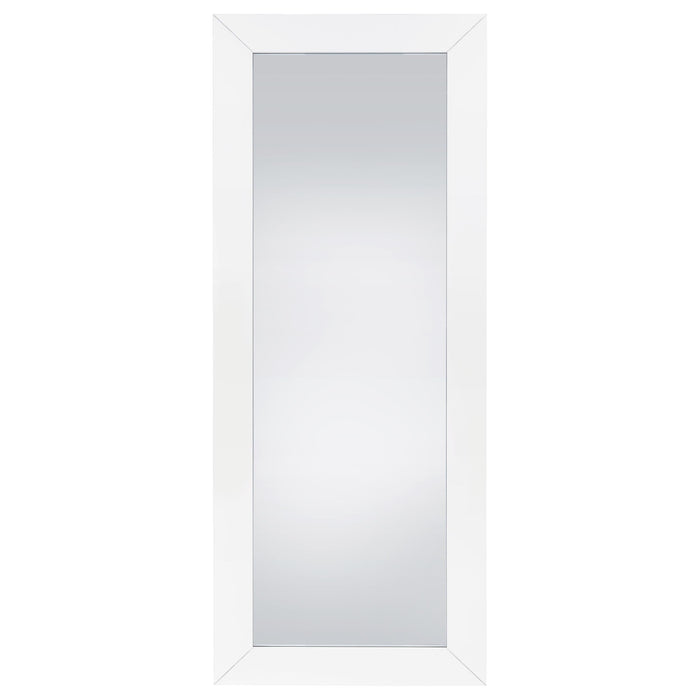 Cadence Tempered Glass Full Length Standing Mirror White High Gloss