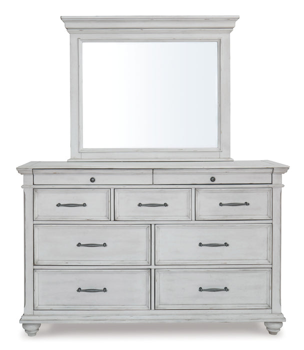 Kanwyn Queen Panel Bed with Storage with Mirrored Dresser and Chest