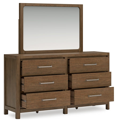 Cabalynn Queen Upholstered Bed with Mirrored Dresser