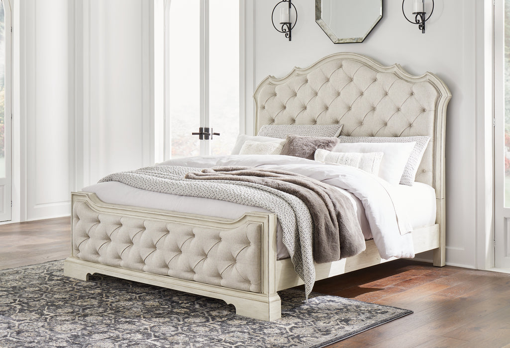 Arlendyne King Upholstered Bed with Mirrored Dresser and 2 Nightstands